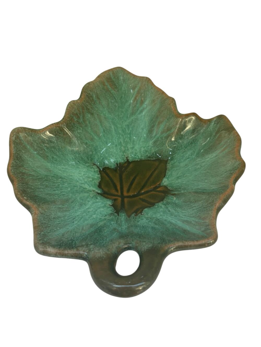 Studio Art Pottery Maple Leaf Trinket Dish Plate Signed McMaster 21 Canada